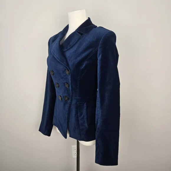 Bebe Blue Velvet Double Breasted Blazer Size Medium - Picture 7 of 17